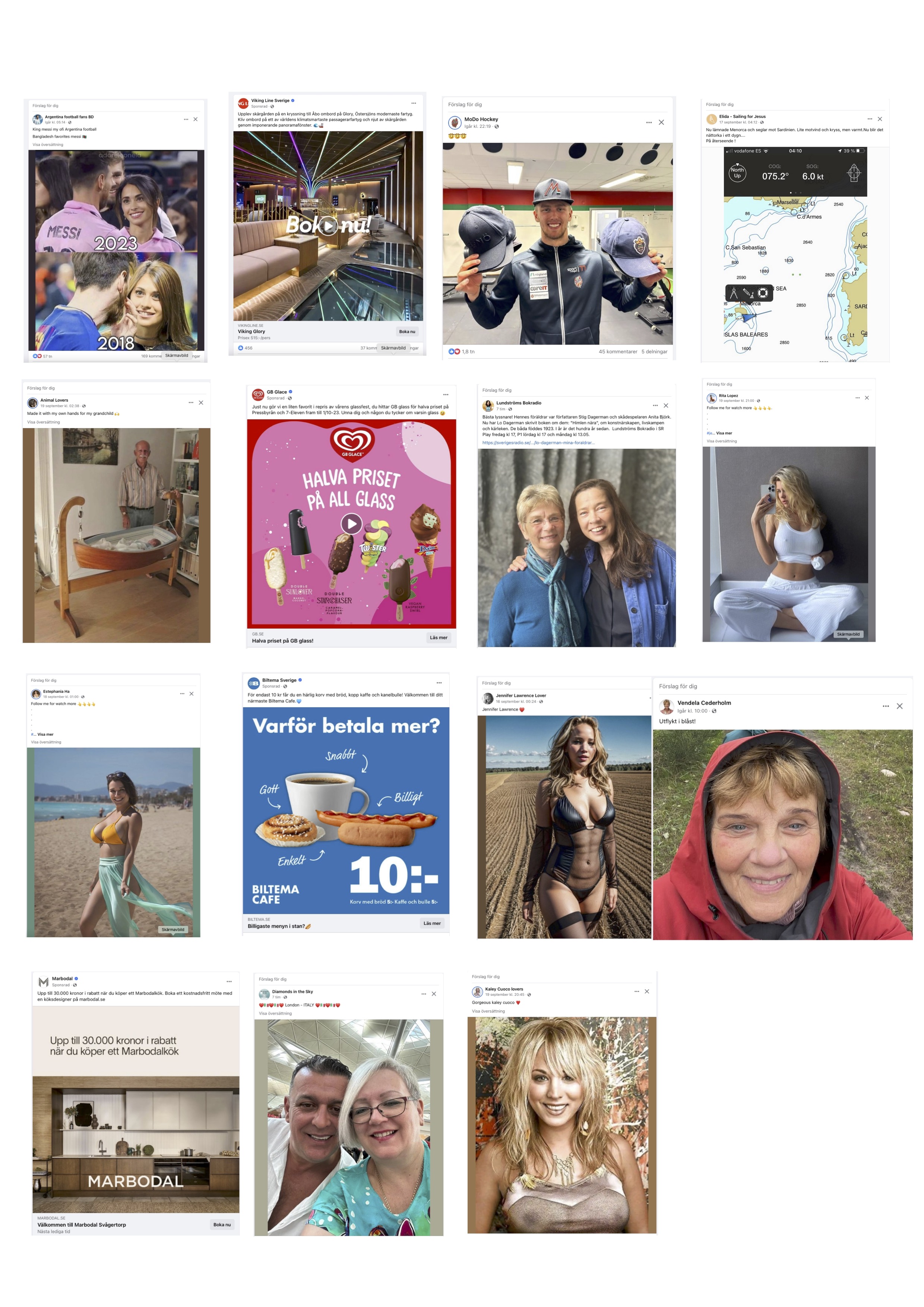 Screenshot of the first 15 ads and suggestions my facebook 2023-09-22 at 22:30