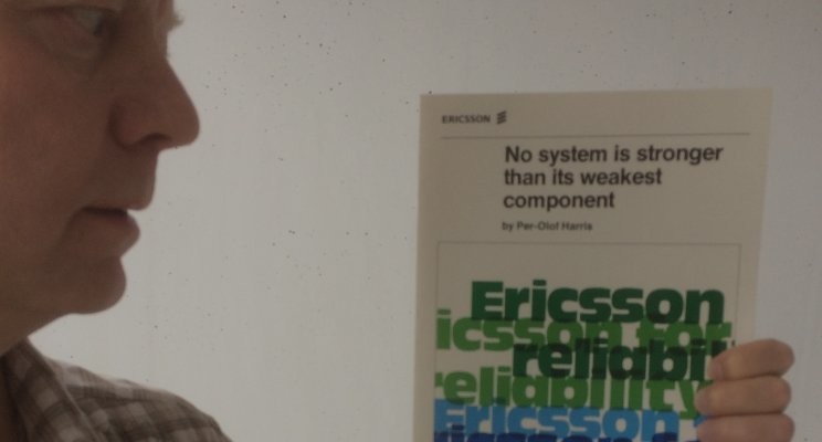 Henrik Hemrin shows the Ericsson publication discussed in the article. Photo: Henrik Hemrin