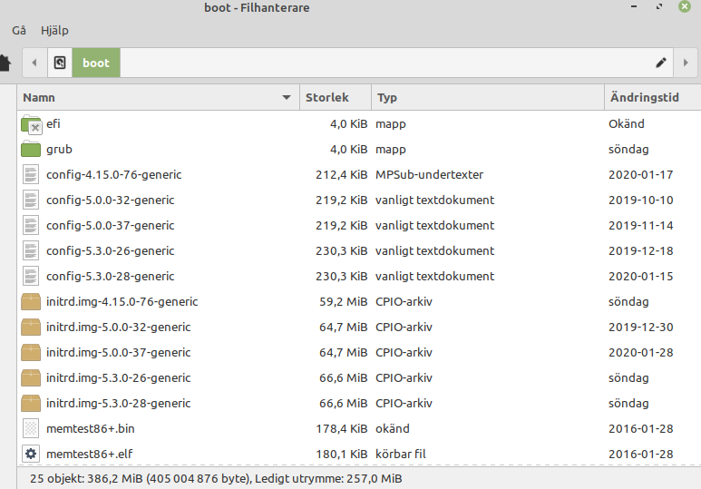 Boot partition shown in the File Manager after solving the issue. Now it has free space. 